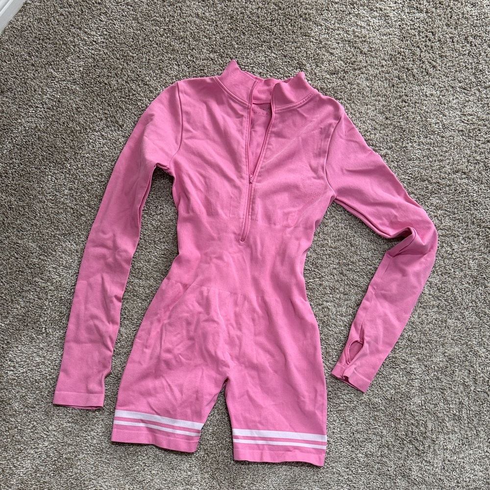 SHEIN Pink Long Sleeve Romper